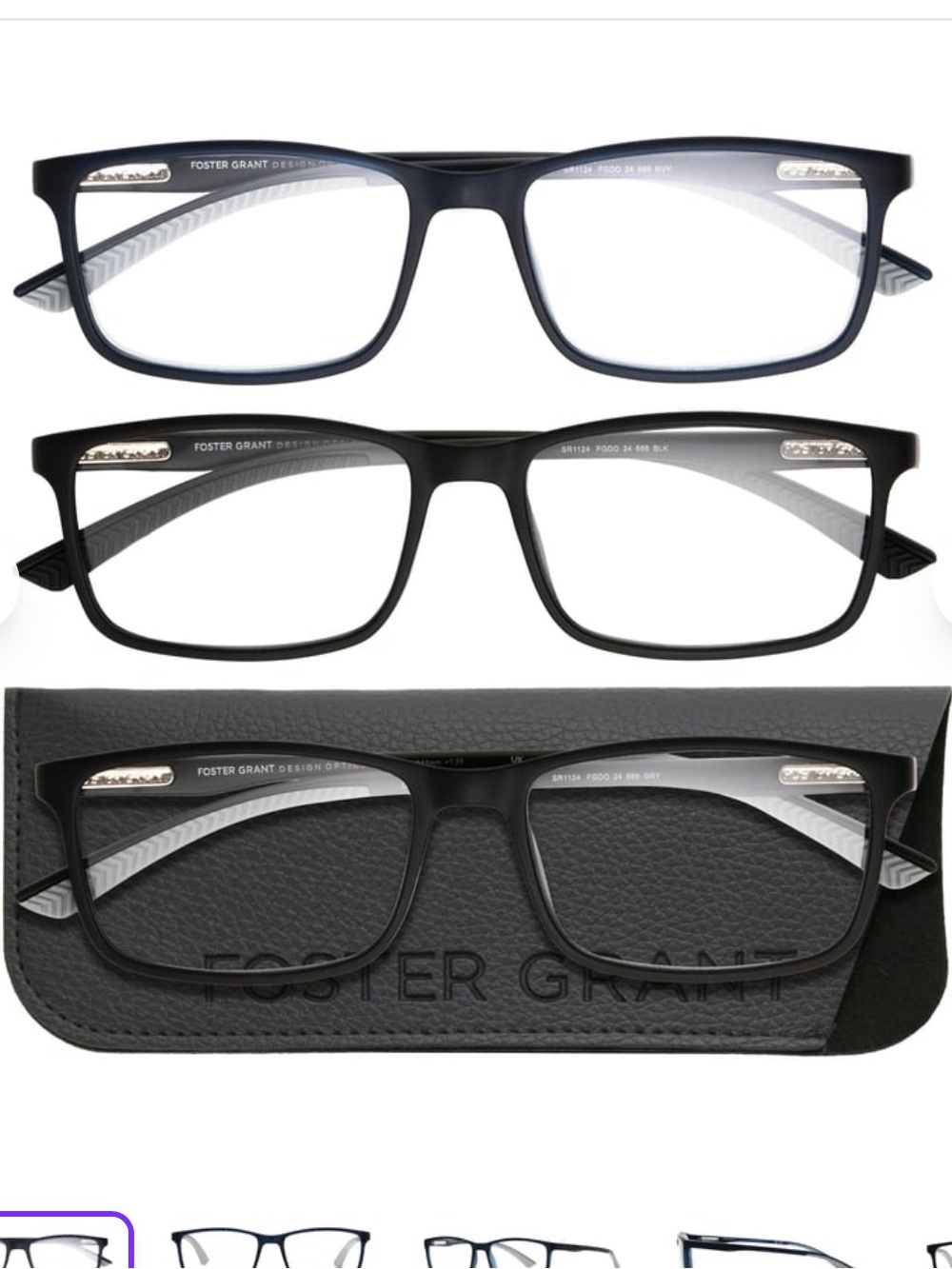 Foster Grant 3-Pack Reading Glasses - Black,Gunmetal. +3.00 new